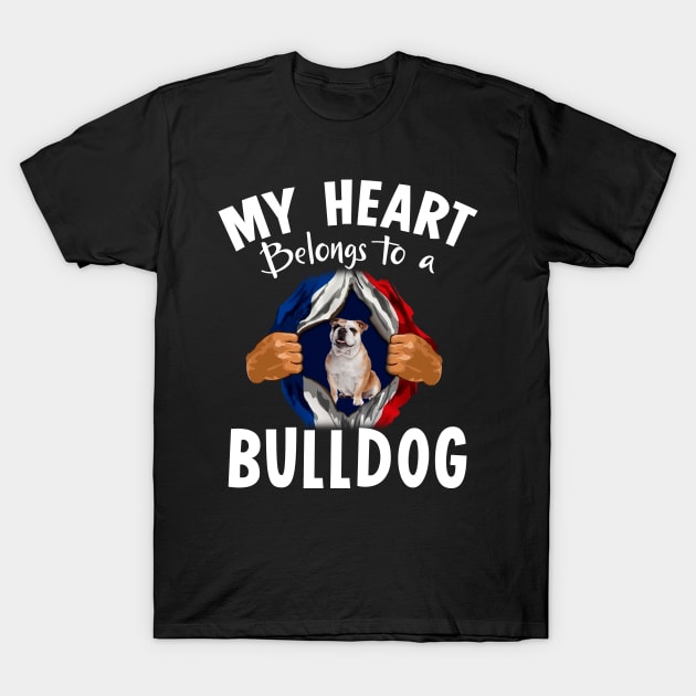 My Heart Belongs To A English Bulldog T-Shirt by Pelman